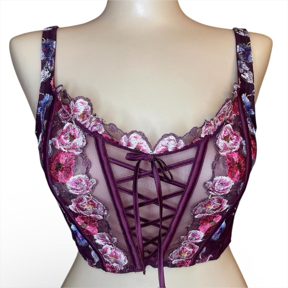 Victoria's Secret Purple Floral Lace Corset Bralette